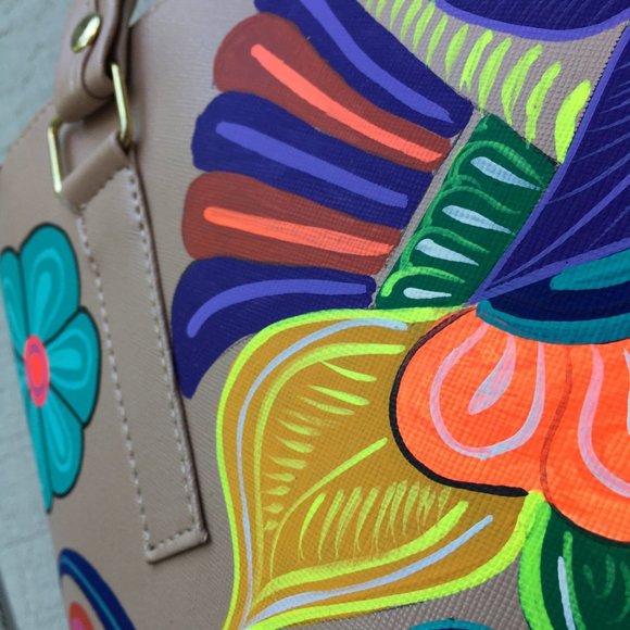 Hand Painted Mexican Tote Bag - Picture 3 of 4